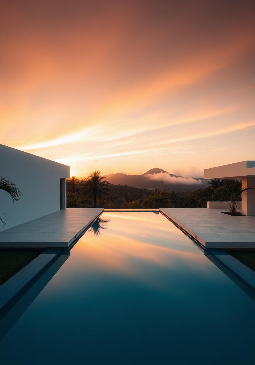 Villa de alto padrão ao entardecer